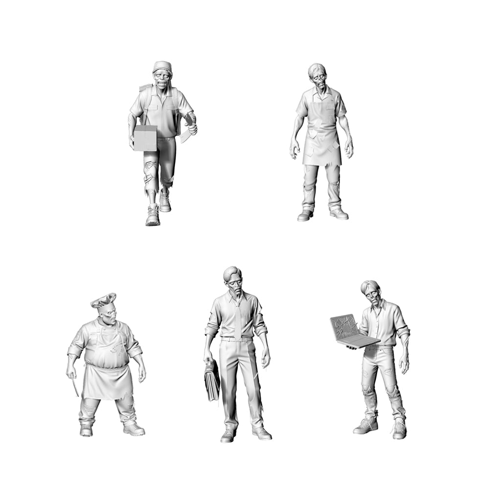 MRY-SFW LYGR308 3D Printed Urban Office Worker Zombie Miniatures, Post-Apocalyptic Office Undead Figures for Tabletop Games & Dioramas 3D Printed Resin Model Kit by SSMODEL