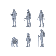 MRY-SFW LYTR668 Modern Outdoor Mountaineering Adventure Style Multi-Character Multi-Pose Six-Person Set Miniature Car Diorama Figures Scene Props Accessories Resin 3D Printed Resin Model Kit by SSMODEL
