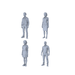Yao's Studio LYTR311 Unpainted School Figures Miniatures 4-Pack | For Diorama & Hobby Painting Miniatures Diorama Resin Figures 3D Printed Resin Model Kit by SSMODEL