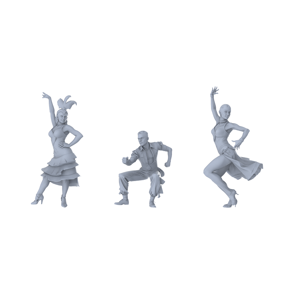 MRY-SFW LYTR557 Modern Stage Latin Dancers Pose Group of 3 Miniature Car Diorama Figures Scene Props Accessories Resin 3D Printed Resin Model Kit by SSMODEL