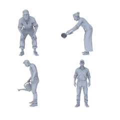 MRY-SFW LYTR779 Gardening Watering Figure 4 pcs Miniature Car Diorama Figures Scene Props Accessories Resin 3D Printed Resin Model Kit by SSMODEL