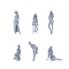 MRY-SFW LYTR441 Gala Glamour Hexad 6-Figure Set, Party Diva, DIY Paintingation Miniature Car Diorama Figures Scene Props Accessories Resin 3D Printed Resin Model Kit by SSMODEL