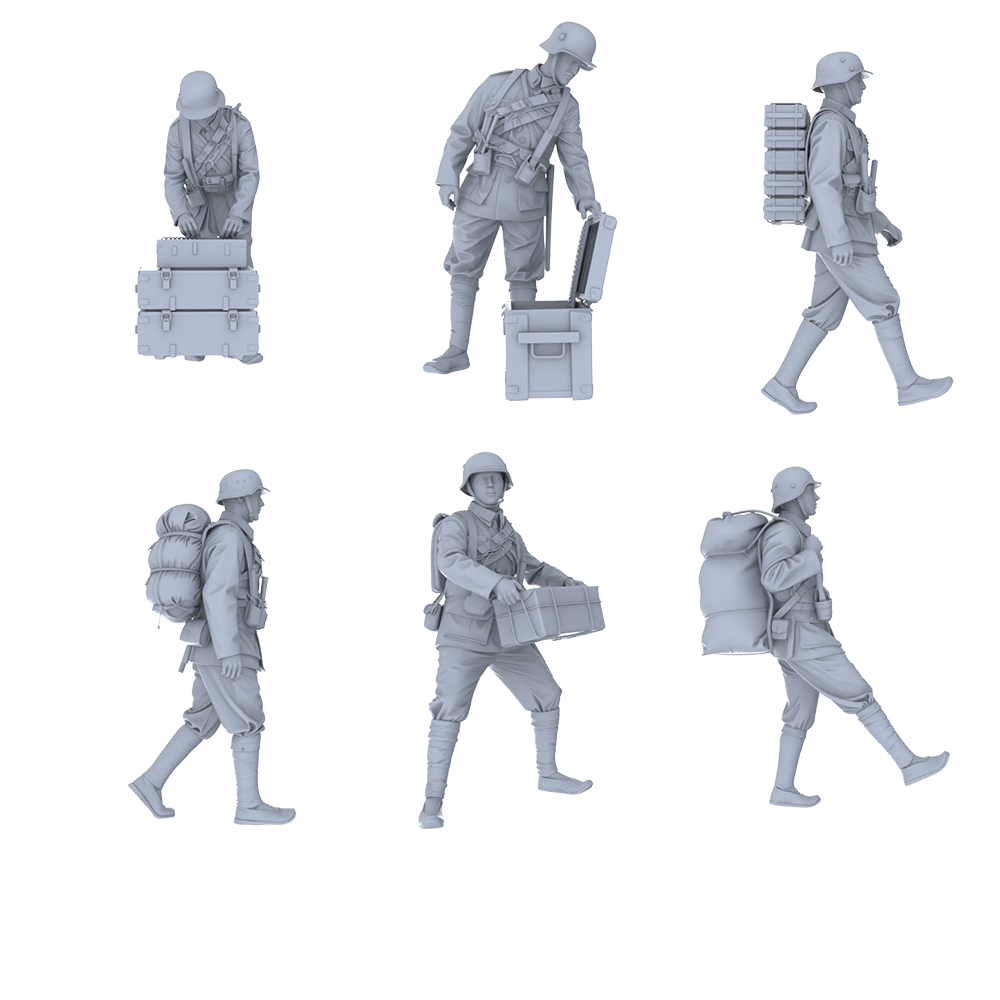 MRY-SFW LYGR541 German-Equipped Division Six-Person Carrying Group 3D Printed Resin Model Kit by SSMODEL