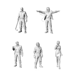 MRY-SFW LYGR317 3D Printed Airport & Airline Crew Zombies Set - Pilot, Flight Attendants, Security, Air Traffic Controller Model Kit 3D Printed Resin Model Kit by SSMODEL
