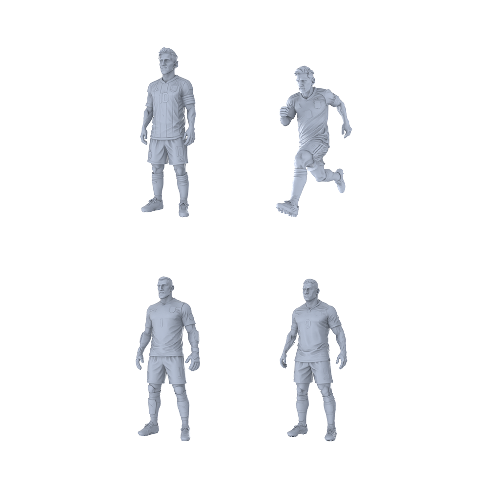 MRY-SFW LYTR425 Football Stars 4-Pack | For, Painting, and Collectible Displays Miniature Car Diorama Figures Scene Props Accessories Resin 3D Printed Resin Model Kit by SSMODEL