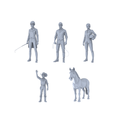 MRY-SFW LYTR354 Equestrian Quintet 5-Piece Set, Riders Horse, DIY Paintingation Miniature Car Diorama Figures Scene Props Accessories Resin 3D Printed Resin Model Kit by SSMODEL