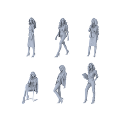 MRY-SFW LYTR528 Modern Urban Business Women Professional Group of 6 Miniature Car Diorama Figures Scene Props Accessories Resin 3D Printed Resin Model Kit by SSMODEL