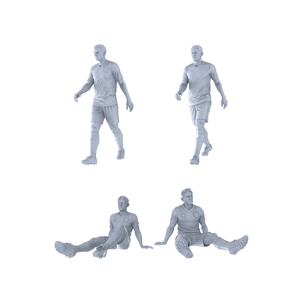 Yao's Studio LYTR272 Unpainted Miniature Soccer Sideline 4-Pack for Diorama & Hobby Painting Miniatures Diorama Resin Figures 3D Printed Resin Model Kit by SSMODEL