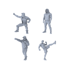 Yao's Studio LYTR321 Unpainted Combat Action Miniatures 4-Pack | For Diorama & Hobby Painting Miniatures Diorama Resin Figures 3D Printed Resin Model Kit by SSMODEL