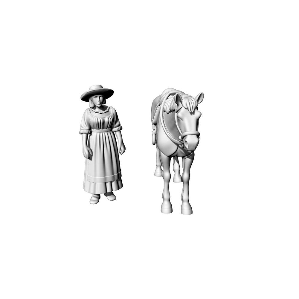 Yao's Studio LYTR074 High Detail Victorian Style Farmer & Horse Set, Unpainted Resin 3D Print Models for Diorama 1set 3D Printed Resin Model Kit by SSMODEL