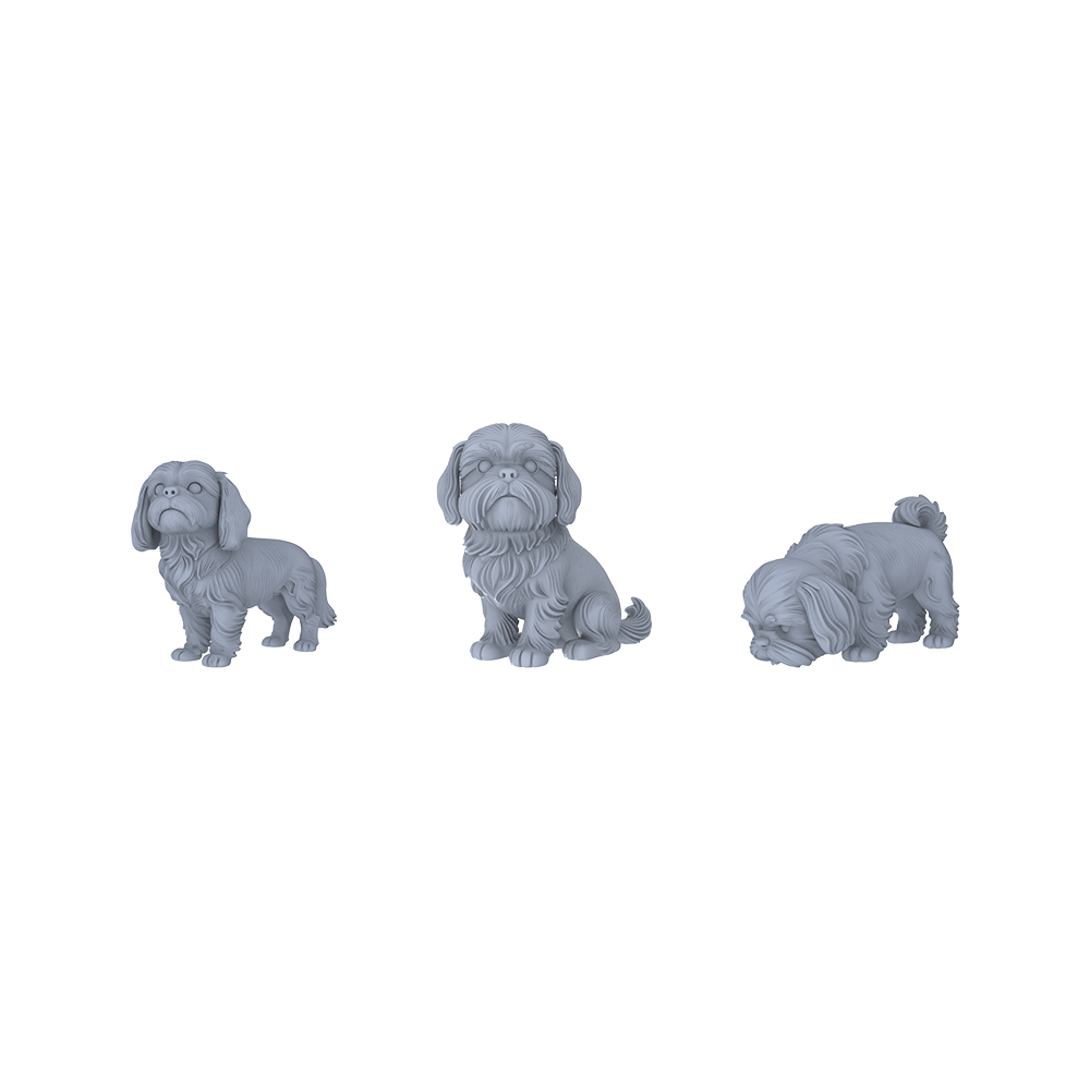 Yao's Studio LYTR190 Shih Tzu Resin Miniature Model 3-Figure Set, Unpainted Cute Pet Figures, DIY Painting Scene Decoration Miniatures Diorama Resin Figures 3D Printed Resin Model Kit by SSMODEL