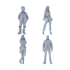 Yao's Studio LYTR222 For Diorama & Painting Enthusiasts: 4-Piece Unpainted Miniature Set - Trendy Urban Youths for Street Scene Building Miniatures Diorama Resin Figures 3D Printed Resin Model Kit by SSMODEL