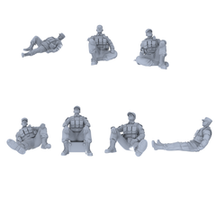 MRY-SFW LYGR526 Modern Armed Police Seven-Person Rest Group 3D Printed Resin Model Kit by SSMODEL