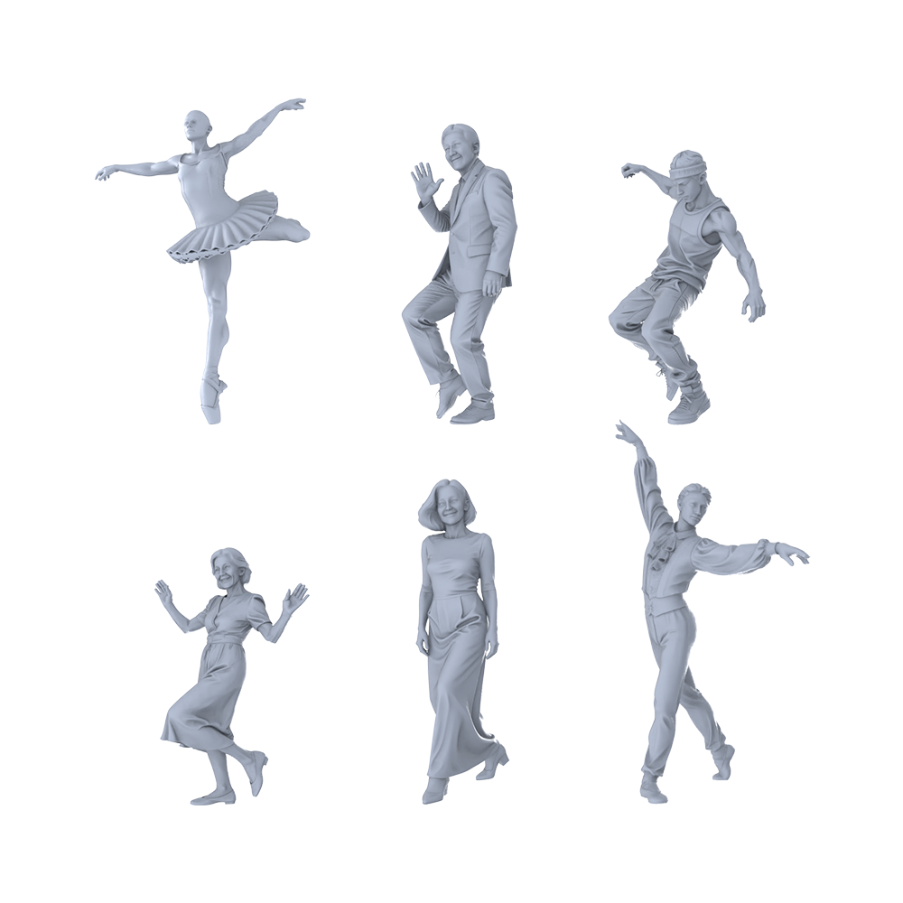 MRY-SFW LYTR445 6-Piece Set. Stage a vibrant city scene with elegant dancers and expressive citizens. Miniature Car Diorama Figures Scene Props Accessories Resin 3D Printed Resin Model Kit by SSMODEL