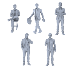 MRY-SFW LYTR693 Modern Figure Businessman Office 5 pcs Miniature Car Diorama Figures Scene Props Accessories Resin 3D Printed Resin Model Kit by SSMODEL