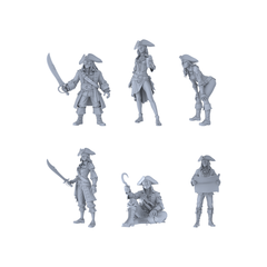 MRY-SFW LYTR569 Modern Era Pirate Characters Pose Group of 6 Miniature Car Diorama Figures Scene Props Accessories Resin 3D Printed Resin Model Kit by SSMODEL