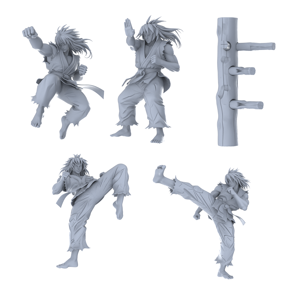 MRY-SFW LYGR461 Modern Kung Fu Muscular Men Five-Person Battle Move 2 3D Printed Resin Model Kit by SSMODEL