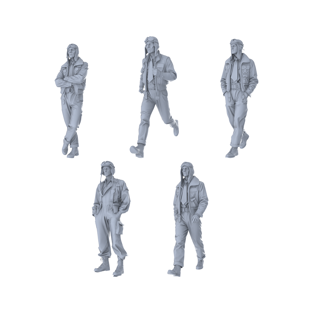 MRY-SFW LYGR198 US military World War II pilot World War II theme military model war flag resin white mold theme war chess miniature soldier scene character hand model hand painting 3D Printed Resin Model Kit by SSMODEL