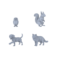 Yao's Studio LYTR175 Unpainted Cozy Pet Resin Miniature Animal 4-Piece Set, DIY Painting Material for Forest Scene Diorama Miniatures Diorama Resin Figures 3D Printed Resin Model Kit by SSMODEL