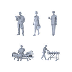Yao's Studio LYTR300 Medical Scene Quintet Resin Miniature Model 5-Piece Set, Unpainted Medical Staff Figures, DIY Painting Scene Decoration Miniatures Diorama Resin Figures 3D Printed Resin Model Kit by SSMODEL
