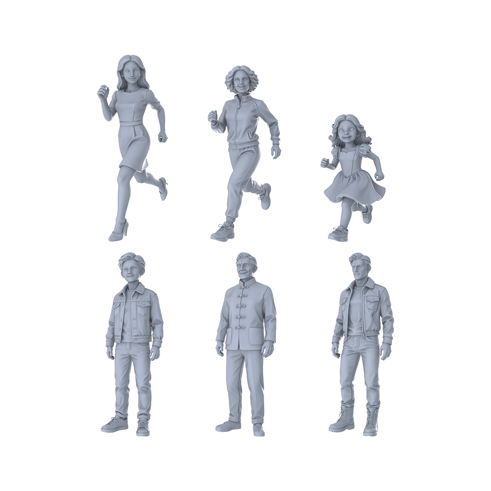 MRY-SFW LYTR385 Life Characters 6-Pack, Ideal Street, Scene Building Painting 3D Printed Resin Model Kit by SSMODEL
