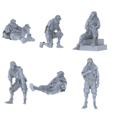 MRY-SFW LYGR479 Sci-Fi Post-Apocalyptic Scavenger Six-Person Daily Routine 2 3D Printed Resin Model Kit by SSMODEL
