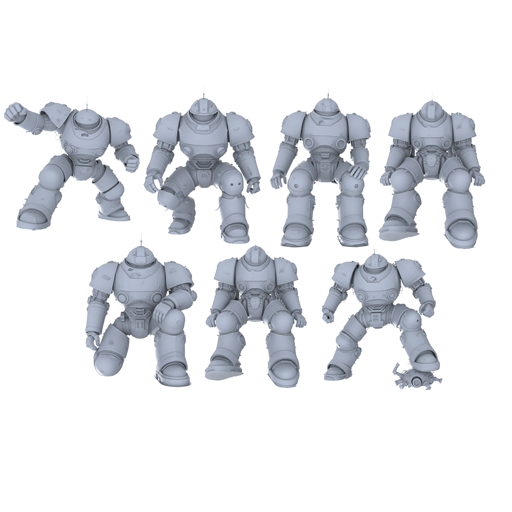 MRY-SFW LYGR501 Modern Mech Seven-Person Daily Routine 3D Printed Resin Model Kit by SSMODEL