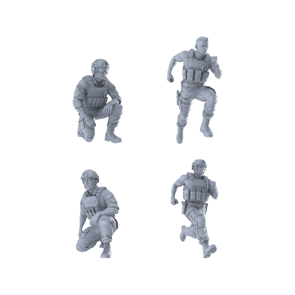 MRY-SFW LYTR396 Tactical 4-Pack, Ideal Military, Tabletop Painting Miniature Car Diorama Figures Scene Props Accessories Resin 3D Printed Resin Model Kit by SSMODEL