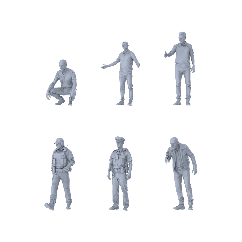 MRY-SFW LYGR253 Modern urban armed six-man group daily 3 3D Printed Resin Model Kit by SSMODEL
