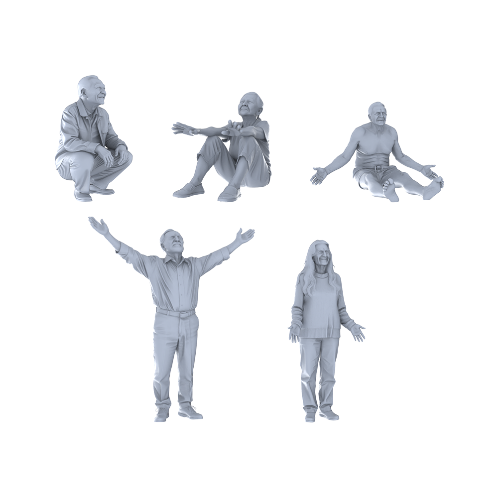 Yao's Studio LYTR262 Leisurely Elderly Quintet Resin Miniature Model 5-Figure Set, Unpainted Relaxation Figures, DIY Painting Scene Decoration Miniatures Diorama Resin Figures 3D Printed Resin Model Kit by SSMODEL