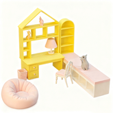 LYTP121015 1/12 Sweet Study Room Sugar Cube Chamber Series 1/18 Scale 3D Printed DIY Miniature Dollhouse For BJD & Obitsu Dolls Desktop Display