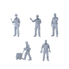 MRY-SFW LYTR527 Modern Construction Skilled Workers Work Group of 5 Miniature Car Diorama Figures Scene Props Accessories Resin 3D Printed Resin Model Kit by SSMODEL