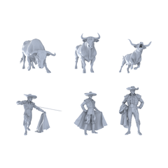Yao's Studio LYTR284 Matador & Bull Hexad Resin Miniature Model 6-Piece Set, Unpainted Spanish Bullfighting Figures, DIY Painting Scene Decoration Miniatures Diorama Resin Figures 3D Printed Resin Model Kit by SSMODEL