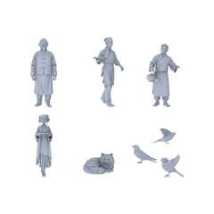 Yao's Studio LYTR172 Unpainted Ancient Food Stall Resin Miniature 8-Piece Set, Ideal for Hobbyists¡¯ Figure Painting & Chinese Street Diorama Building Miniatures Diorama Resin Figures 3D Printed Resin Model Kit by SSMODEL