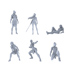 Yao's Studio LYTR261 Female Warrior Resin Miniature Model 6-Figure Set, Unpainted Combat Pose Figures, DIY Painting Scene Decoration Miniatures Diorama Resin Figures 3D Printed Resin Model Kit by SSMODEL