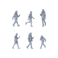 MRY-SFW LYTR674 Modern Phone-Watching Walking Style Multi-Character Multi-Pose Six-Person Set Miniature Car Diorama Figures Scene Props Accessories Resin 3D Printed Resin Model Kit by SSMODEL