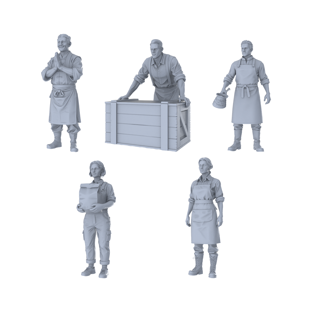 MRY-SFW LYTR361 Street Artisan Quintet 5-Figure Set, Shop Artisan, DIY Paintingation Miniature Car Diorama Figures Scene Props Accessories Resin 3D Printed Resin Model Kit by SSMODEL