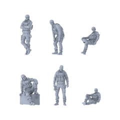 MRY-SFW LYGR389 Modern Special Forces Six-Person Resting Move 3D Printed Resin Model Kit by SSMODEL