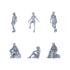 MRY-SFW LYTR679 Modern Sports Casual Style Female Multi-Pose Six-Person Set Miniature Car Diorama Figures Scene Props Accessories Resin 3D Printed Resin Model Kit by SSMODEL