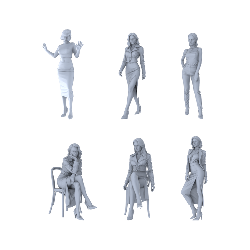 MRY-SFW LYTR525B Modern Elegant Professional Style Slit Maxi Skirt Female Single 3D Printed Resin Model Kit by SSMODEL