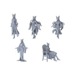Yao's Studio LYTR296 Fox Demon Quintet Resin Miniature Model 5-Figure Set, Unpainted Ancient Fox Spirit Figures, DIY Painting Scene Decoration Miniatures Diorama Resin Figures 3D Printed Resin Model Kit by SSMODEL