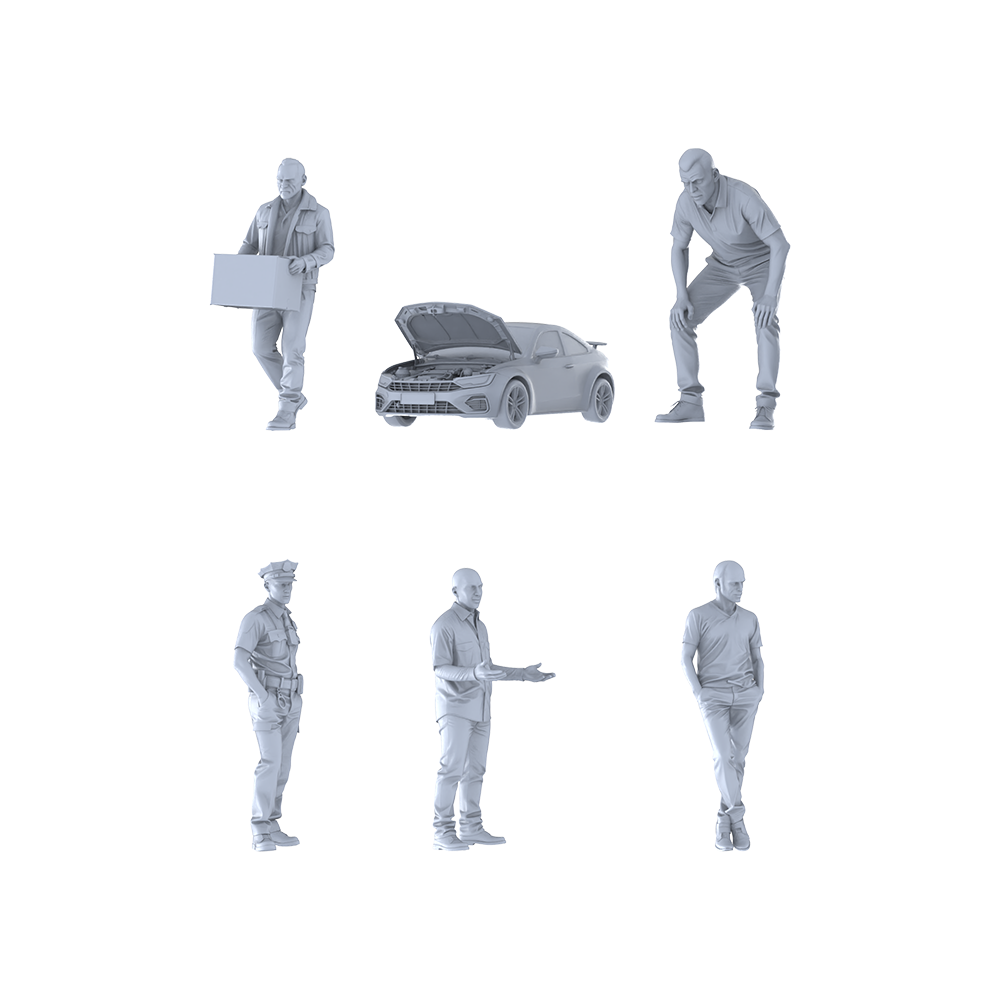 MRY-SFW LYGR251 Modern urban armed six-man group daily 2 3D Printed Resin Model Kit by SSMODEL