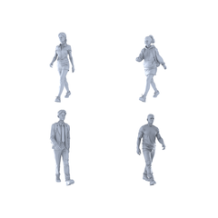 Yao's Studio LYTR308 Unpainted Pedestrian Miniatures 4-Pack | For Diorama, Hobby Painting & Collection Miniatures Diorama Resin Figures 3D Printed Resin Model Kit by SSMODEL