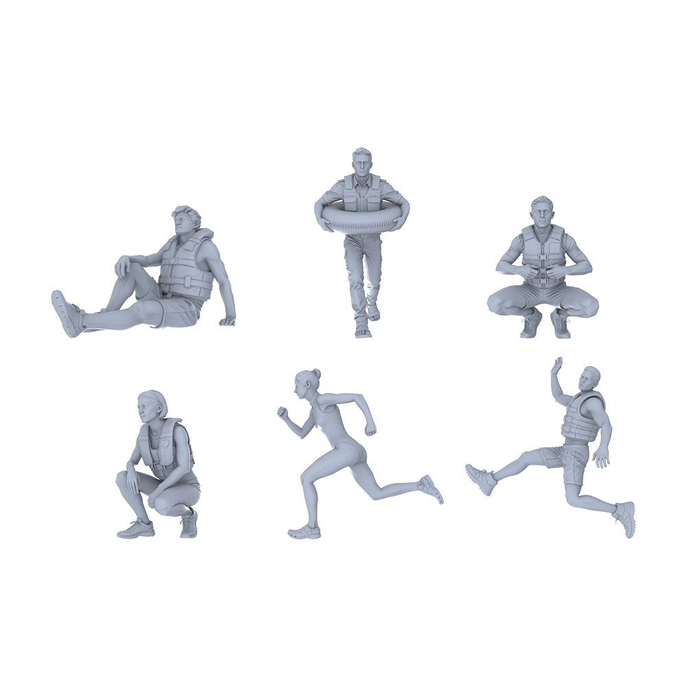 Yao's Studio LYTR250 Water Rescue Figures Resin Miniature Model 6-Figure Set, Unpainted Lifeguard Emergency Figures, DIY Painting Scene Decoration Miniatures Diorama Resin Figures 3D Printed Resin Model Kit by SSMODEL
