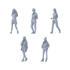 MRY-SFW LYTR644 Modern Daily Multi-Style Young Female Multi-Pose Five-Person Set Miniature Car Diorama Figures Scene Props Accessories Resin 3D Printed Resin Model Kit by SSMODEL