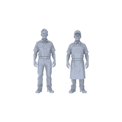 Yao's Studio LYTR206 Unpainted Miniature 2-Piece Set - Shop Owner & Staff Figures to Build Immersive Street Scenes Miniatures Diorama Resin Figures 3D Printed Resin Model Kit by SSMODEL