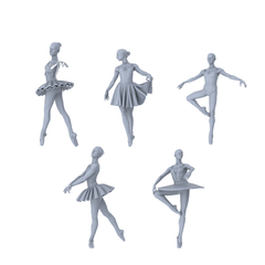 MRY-SFW LYTR509 Modern Ballet Dancers Dance Group of 5 Miniature Car Diorama Figures Scene Props Accessories Resin 3D Printed Resin Model Kit by SSMODEL