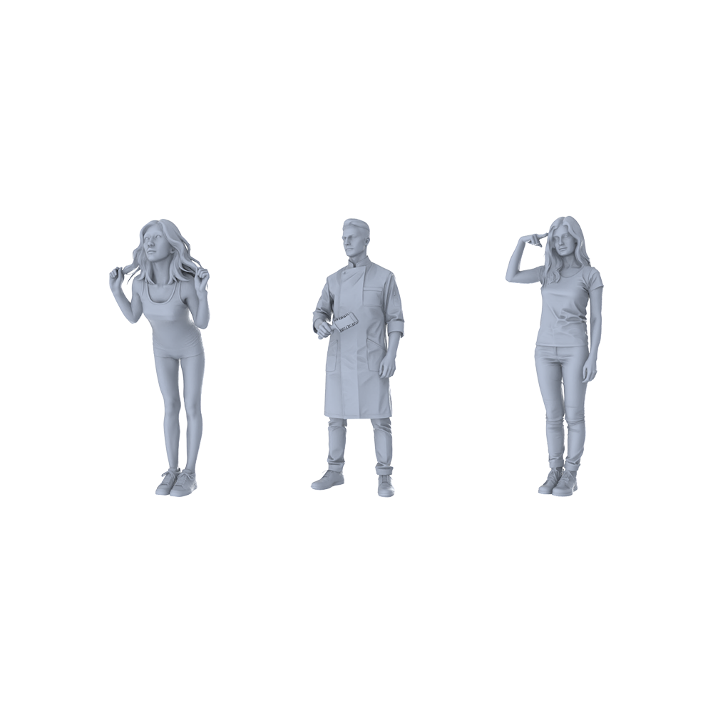 MRY-SFW LYTR408 Urban Daily Trio 3-Figure Set, Life Scene, DIY Paintingation Miniature Car Diorama Figures Scene Props Accessories Resin 3D Printed Resin Model Kit by SSMODEL