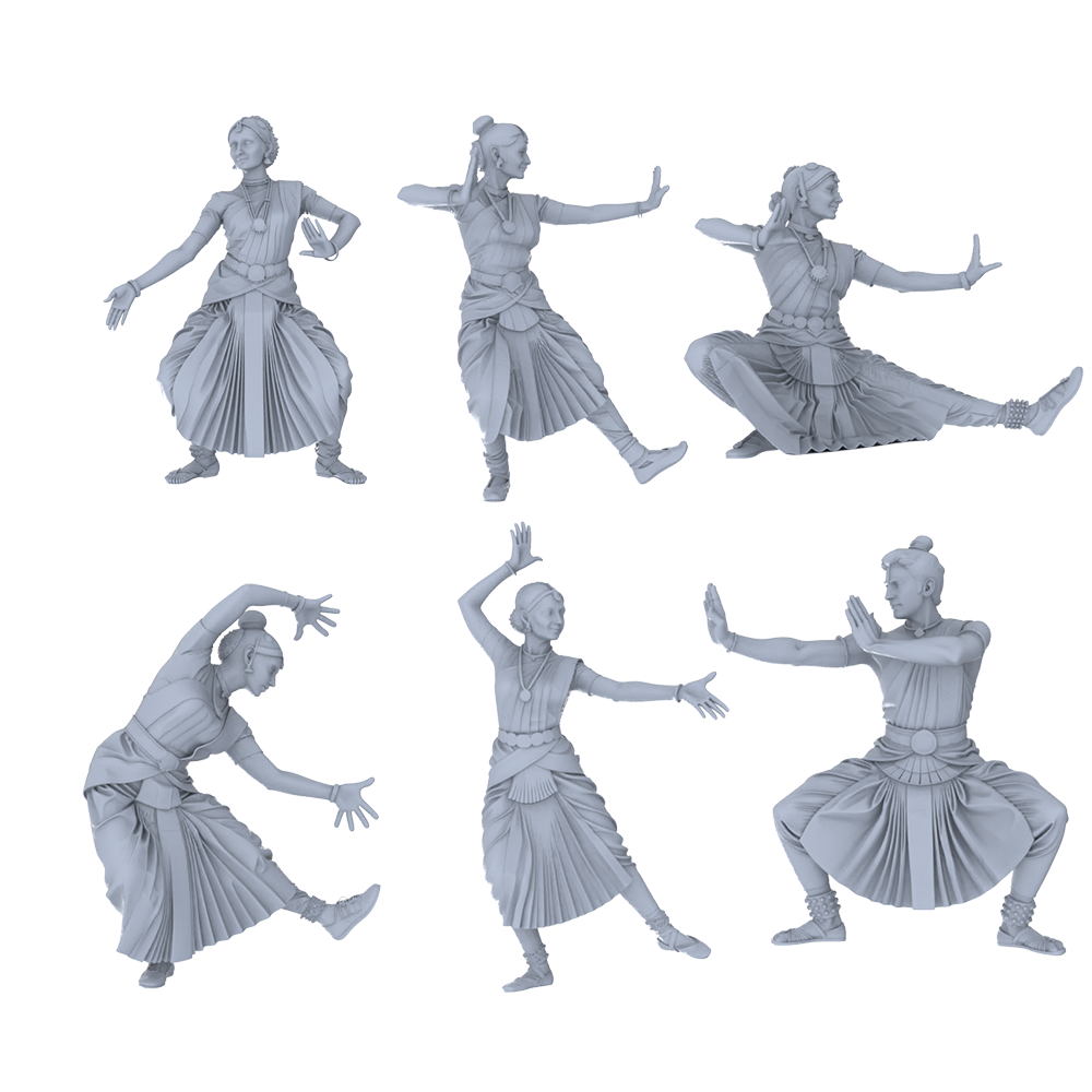 MRY-SFW LYTR763 Indian Traditional Bharatanatyam Dance Figure 6 pcs Miniature Car Diorama Figures Scene Props Accessories Resin 3D Printed Resin Model Kit by SSMODEL