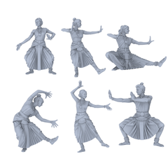 MRY-SFW LYTR763 Indian Traditional Bharatanatyam Dance Figure 6 pcs Miniature Car Diorama Figures Scene Props Accessories Resin 3D Printed Resin Model Kit by SSMODEL